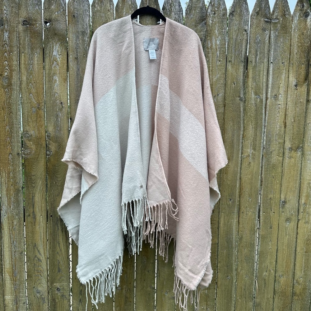 SOIA & KYO Woven Scarfigan with Fringe OS